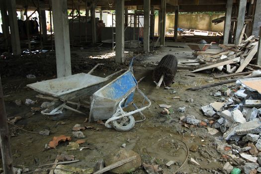 Builders wheel barrow in site