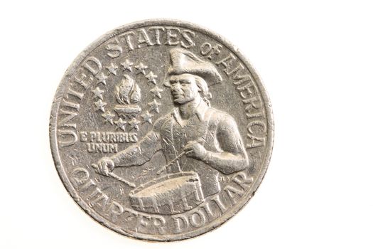American metal coins, isolated on white
