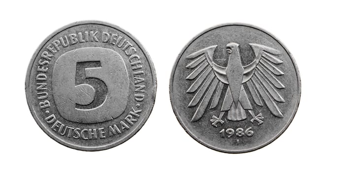 old German coin-mark. isolated on white