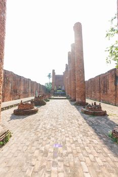 Ruins pagoda in Ayutthaya Historical Park, Thailand