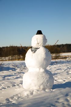 high snowman made by children in ate