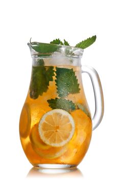 Jug of Iced lemonade with lemon balm
