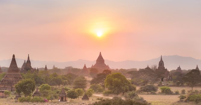 Temples of Bagan an ancient city located in the Mandalay Region of Burma, Myanmar, Asia.