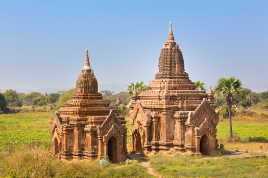 Temples of Bagan an ancient city located in the Mandalay Region of Burma, Myanmar, Asia.