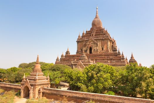 Temples of Bagan an ancient city located in the Mandalay Region of Burma, Myanmar, Asia.