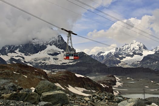 Swiss alps and Lift under the Matterhorn