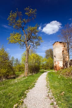 the ruins of the fortress, located in the village of Golshany, Belarus