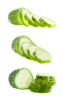 Green cucumbers, photographed in close-up