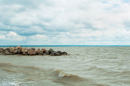 View from the shore of the man-made lake, reservoir Ob Sea, Novosibirsk, West Siberia, Russia