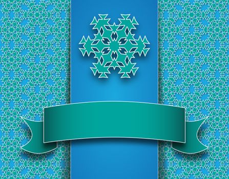 winter background with space for text with ribbon