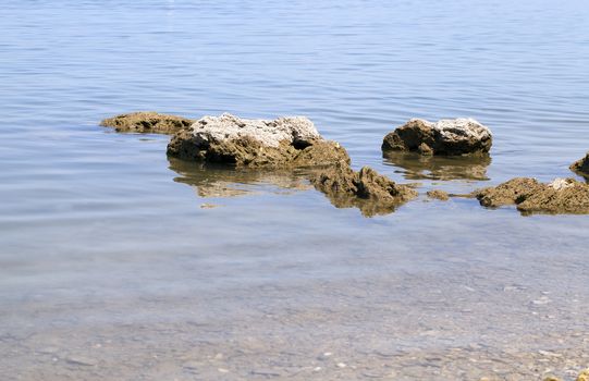 the stones lying in the Adriatic Sea, close-up