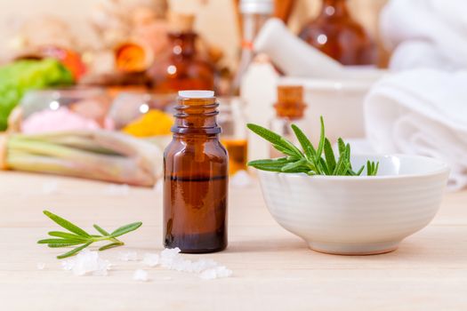 Natural Spa Ingredients  rosemary essential oil for aromatherapy.