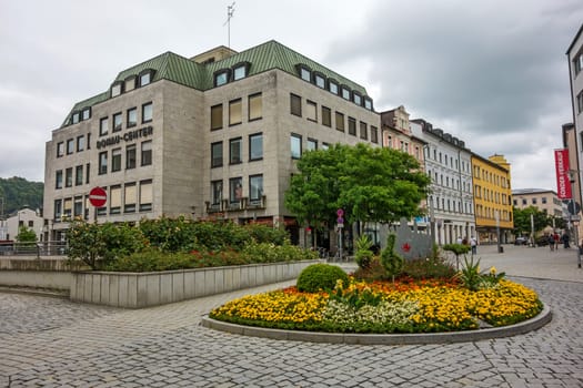 Passau, Germany - June 29, 2014: Donau-Center, doctor and office building in the heart of the bavarian city