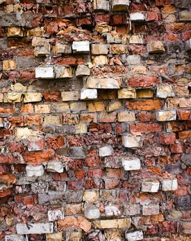 photographed close up part of the building of stone bricks