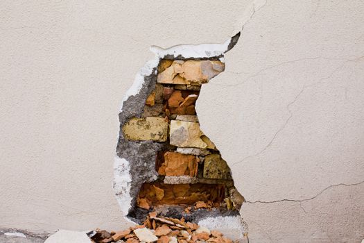   crack    wall. close up