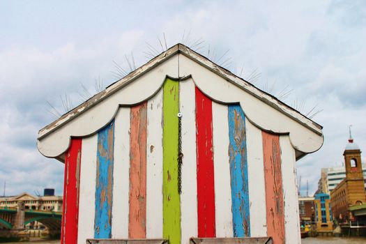 Victorian striped 'Beach hut' seaside style ice cream hut