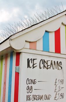 Victorian striped 'Beach hut' seaside style ice cream hut