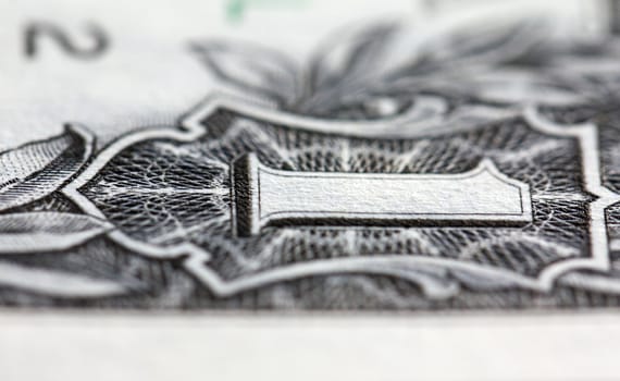 u.s. paper dollars, photographed in close-up
