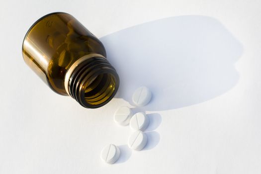 different medicines, pills, photographed in close-up