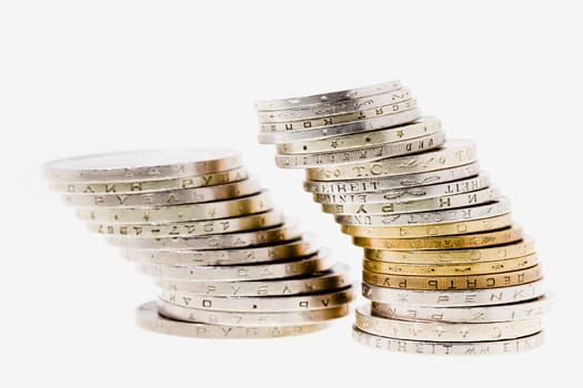 American coins, photographed in close-up