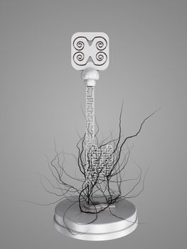 The key is a maze, With roots from the keyhole, concept