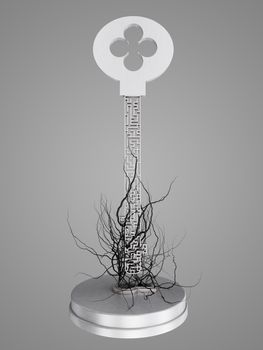 The key is a maze, With roots from the keyhole, concept