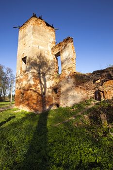   ruins of the fortress located in the village of Golshany, Republic of Belarus