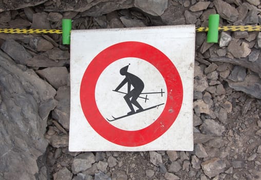 No ski sign - forbidden to ski in this area