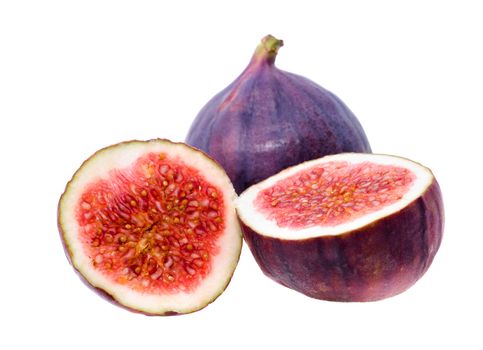 red ripe figs, photographed in close-up. cut