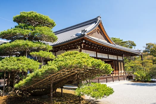 Kinkakuji (Golden Pavilion) is a Zen temple in northern Kyoto whose top two floors are completely covered in gold leaf.