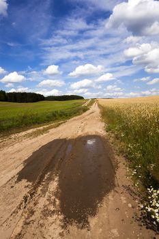   two not asphalted rural roads which are passing nearby