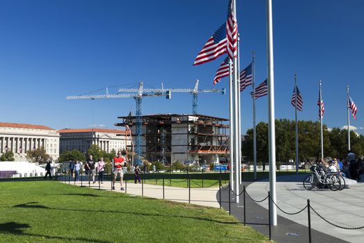 Washington D.C., USA - October 17, 2014: Scheduled to open in 2016, the Afro American Museum is under construction on the National Mall in Washington, D.C., USA