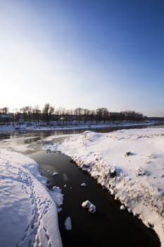 a small river in winter