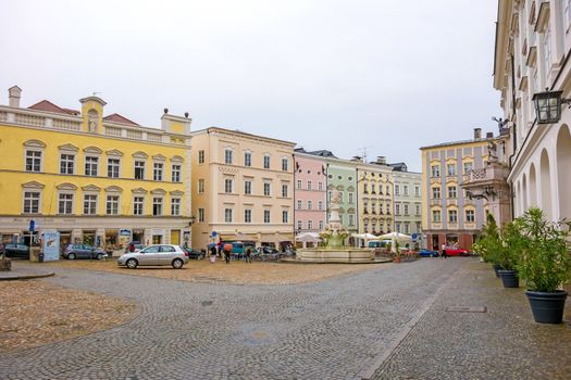 Passau, Germany - June 29, 2014: Pedestrian area in the inner-city