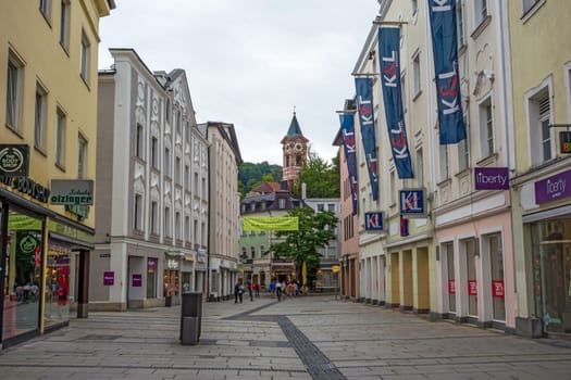 Passau, Germany - June 29, 2014: Pedestrian area in the inner-city