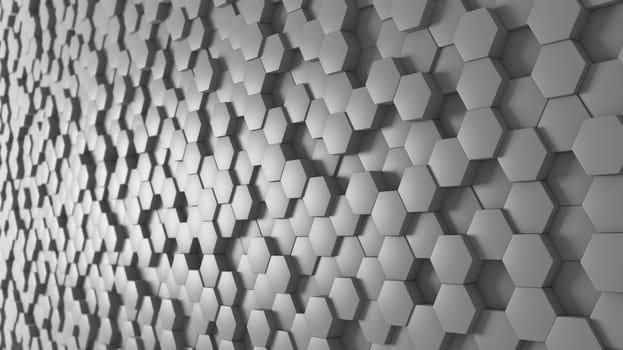 Abstract background with grey hexagons.