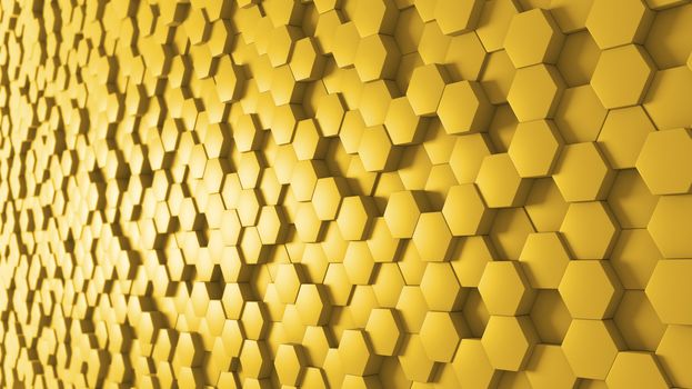 Abstract background with yellow hexagons.