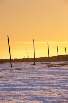   columns through which pass high-voltage lines