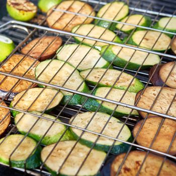 vegetables on the grill over low heat for preparing