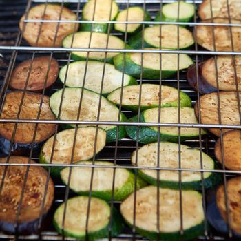 vegetables on the grill over low heat for preparing