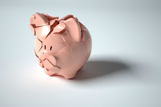 Isolated Piggy Bank Broken on white background.