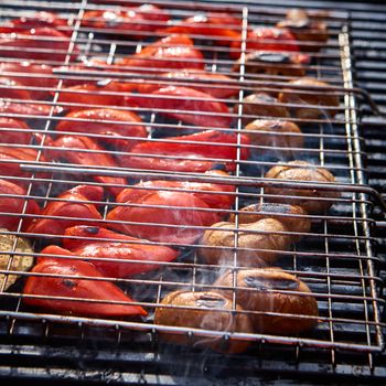 vegetables on the grill over low heat for preparing