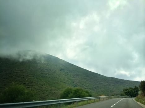 Cloudy highway in the mountains of Catalonia, Spain.