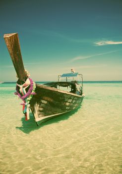 Longtail boats on the beautiful beach, Thailand