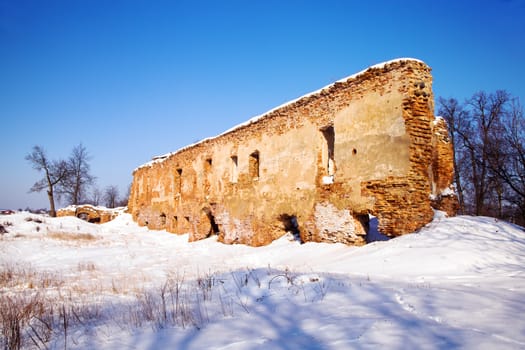 the ruins of the fortress, located in the village of Golshany, Belarus