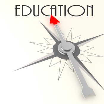 Compass with education word image with hi-res rendered artwork that could be used for any graphic design.