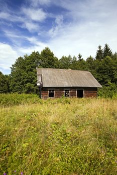 the old thrown wooden house. Belarus