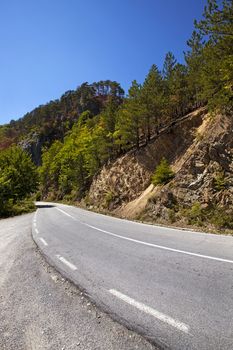   the small asphalted road passing in mountains, Montenegro