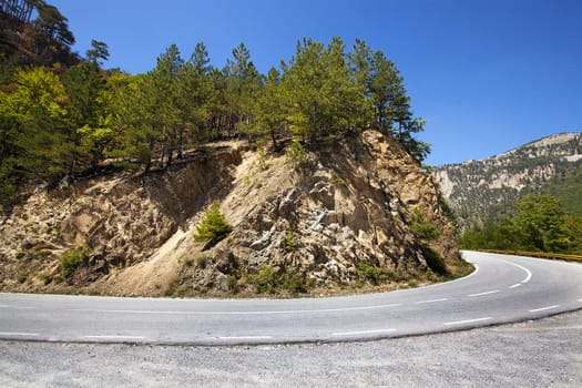   the small asphalted road passing in mountains, Montenegro