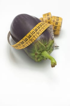 Fresh Ripe eggplant isolated on white background to understand a concept of healthy eating